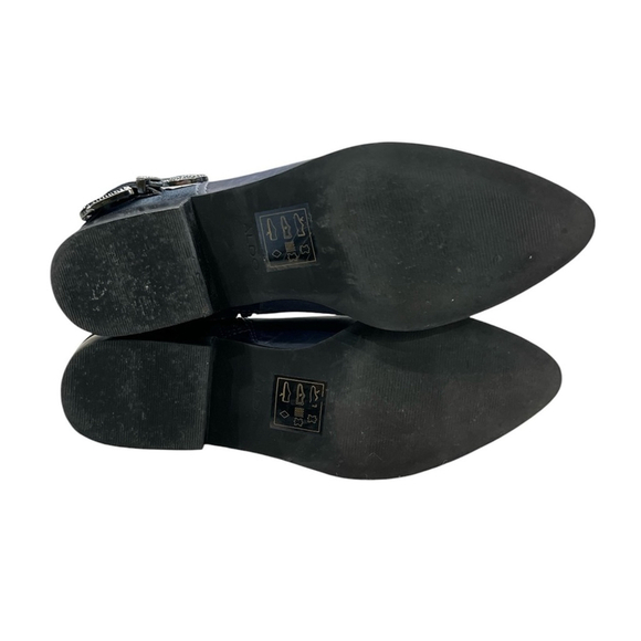 SOLD ALDO blue leather western boho buckle ankle boots 8.5 - Picture 5 of 15